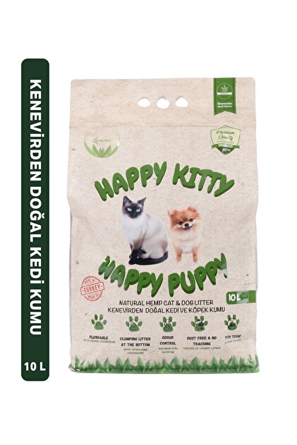 happy kitty Güçlü Topaklanan Kenevir Kedi Kumu 10 L - Fiyatı