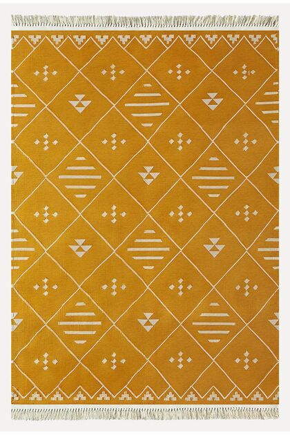 Cotton Kilim 69 Multu Iskandinav Motifler Modern Dekoratif Saçaklı Yıkanabilen Dokuma Kilim