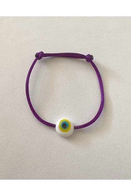 Glass White Murano Evil Eye Bead Purple Bracelet