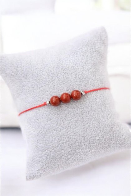 Red Jasper Red String Natural Stone Bracelet (High Quality Ladder Closure)