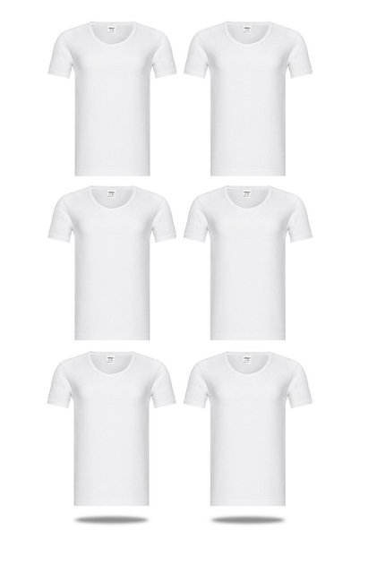 Boy's Cotton Crew Neck Short Sleeve Ribbed White Undershirt 6 Pcs - 210