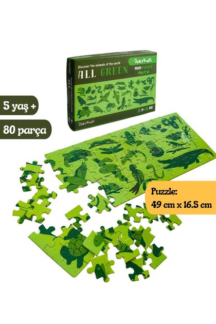 drtykidグッズ DoerKids All Green-Yeşil Hayvanlar Eğitici-Öğretici Midi Puzzle