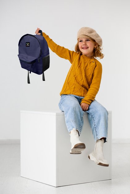 Navy Blue Colored Children's Kindergarten Nursery Preschool Backpack