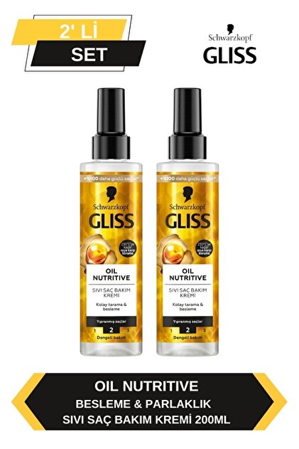 Gliss Oil Nutritive Sıvı Saç Kremi 200ml x 2'li Set - Fiyatı