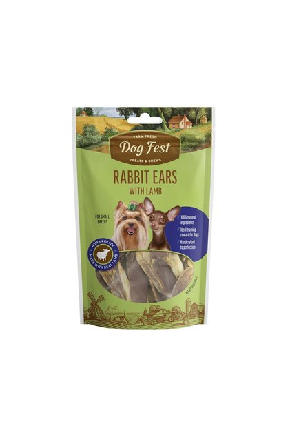 Rabbit Ears with Lamb for Small Dogs, 55g