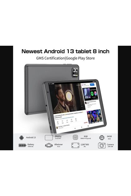 Android タブレット 8GB RAM 64GB ROM (GRAY) Pritom 8 inç Tablet Android 13, 8GB(4 + 4) RAM/64GB ROM IPS ekran Androidタブレット本体