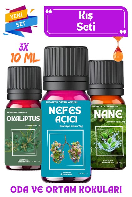 Mini Kış Seti - Esansiyel Uçucu yağ - Oda ve Ortam Kokuları - 3 Adet x 10 ML