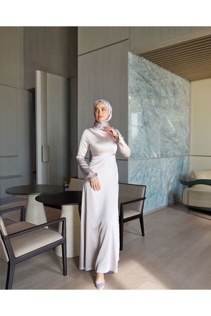 Azeem Satin Izem Hijab Evening Dress - Special Occasion and Graduation Dress- Trendyol Azeem Satin Izem Hijab Evening Dress - Special Occasion and Graduation Dress- Trendyol