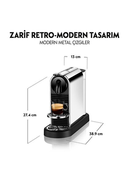 Nespresso D140 Citiz Platinum,Paslanmaz Çelik Kapsüllü Kahve