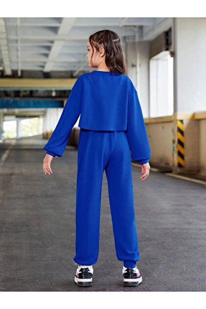 スケートボード styling set cropped T-shircargo pants Machetta Kız Çocuk Oversize Askılı Crop Eşofman 3'lü Takım