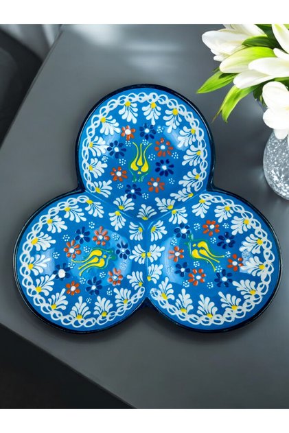 Triple Snack Bowl Lace Embossed Pattern 22 cm