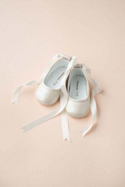 Pantofi de balet pentru bebelusi din piele naturala Diana Ribbon