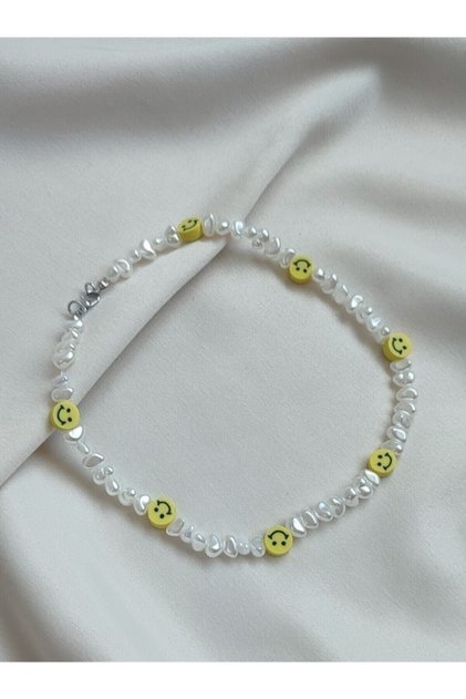 Yamuk Inci Fimo Gülen Yüz Choker