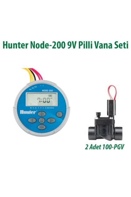 NODE-200 1 İstasyonlu Pilli Kontrol Ünitesi 9V. Ve 2 Adet 100PGV Vana Seti