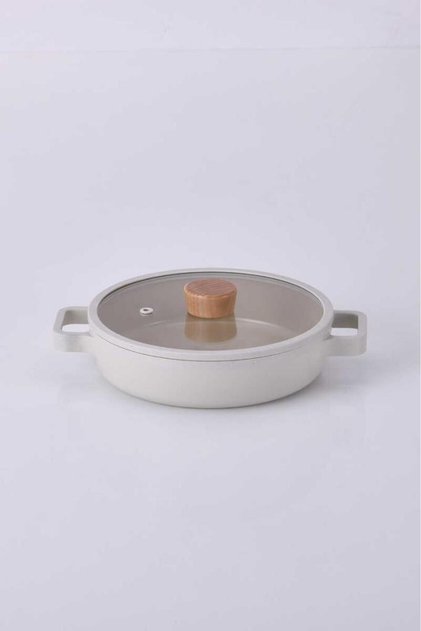 Fi̇ka Glass-Covered Aluminum Pot Beige 22cm