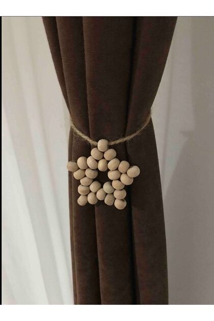 Decorative Wooden Star Background Curtain Collector 2 Pieces