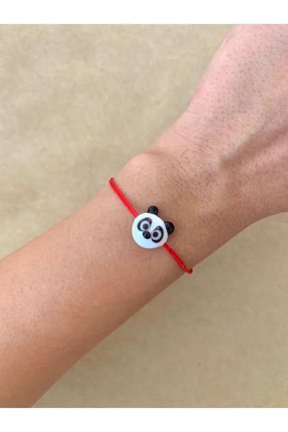 Glass Murano Panda Red Rope Bracelet