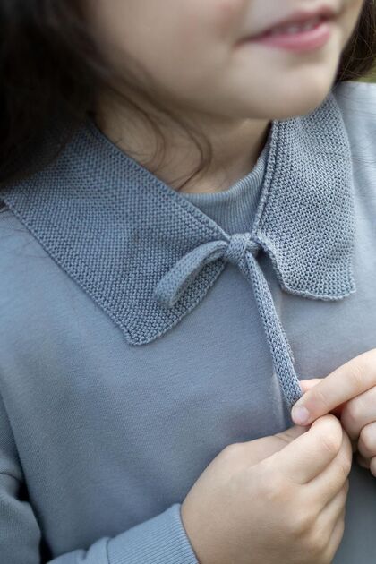 Knitted Collar Children's Blue Organic Cotton