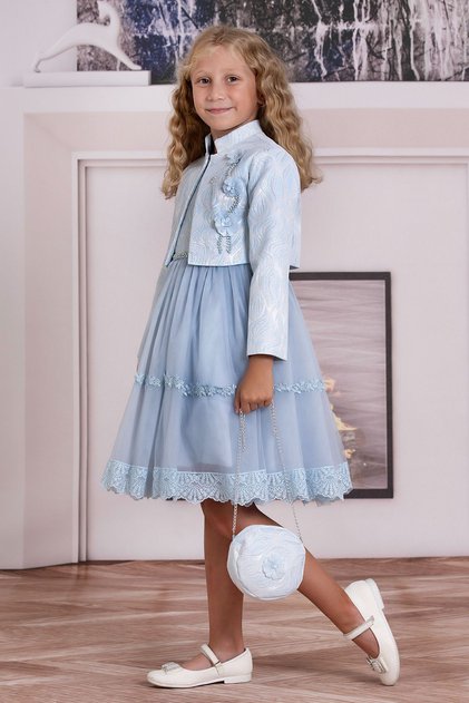 Girls' Tulle Graduation-Evening Dress with Bolero