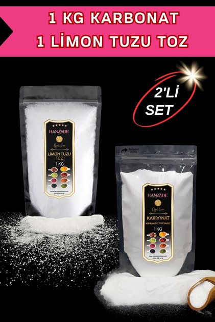 Limon Tuzu Toz 1 Kg + Karbonat 1 Kg 2'li Set