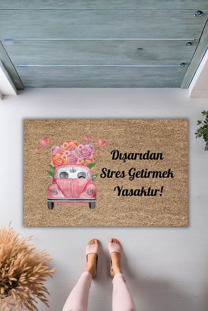 1Digital Print Doormat - Pink Vosvos - Stress Kapi Onu Doormat 70 cm X 45 cm