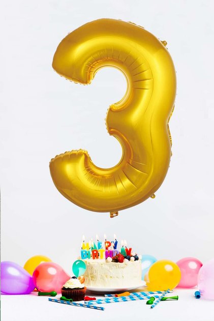 Gold Number Foil Balloon, Gold Number Balloons, 16 Inch (40 cm)