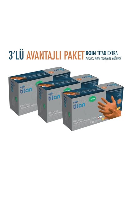 Titan Koin Extra Kalın Turuncu Nitril Eldiven Large5oli Kutu * 3 Pkt