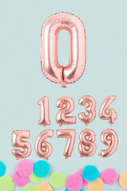 Rose Gold Number Foil Balloon Rose Gold Number Balloons 16 inch 40 cm