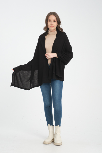 Single Color Rice Patterned Shoulder Shawl, Stylish Comfortable Shoulder Shawl with Rice Patterned Edge, Knitwear Shoulder Shawl, Shawl