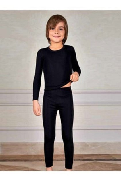 Boy's Thermal Top and Bottom Set Black