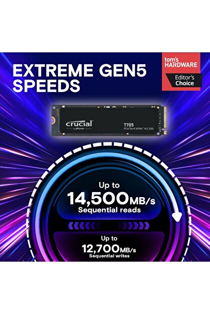 Crucial T705 2TB PCIe Gen5 NVMe M.2 SSD (14500-12700 MBs