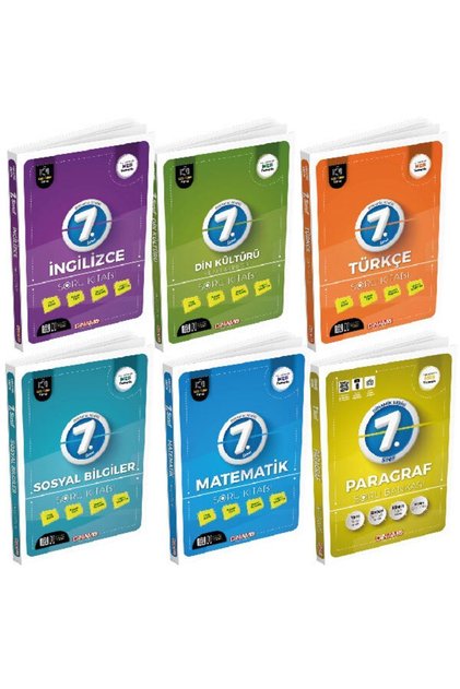 7 .Sınıf Matematik,Türkçe, Sosyal Bilgiler,ingilizce,Din Kültürü,Paragraf Soru Bankası,6 Lı Set,2026