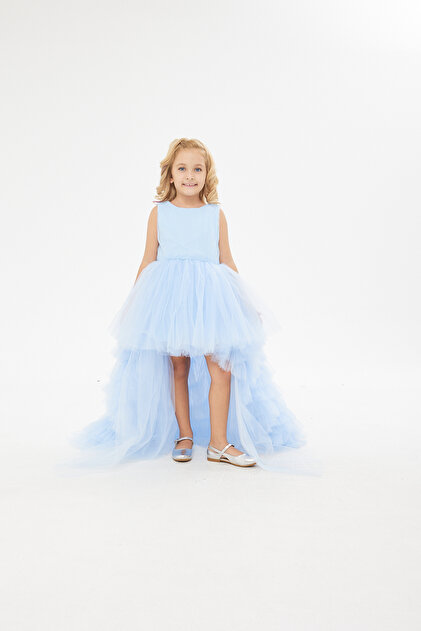 zhre balaban blue short front long back girl's evening dress- Trendyol zhre balaban blue short front long back girl's evening dress- Trendyol