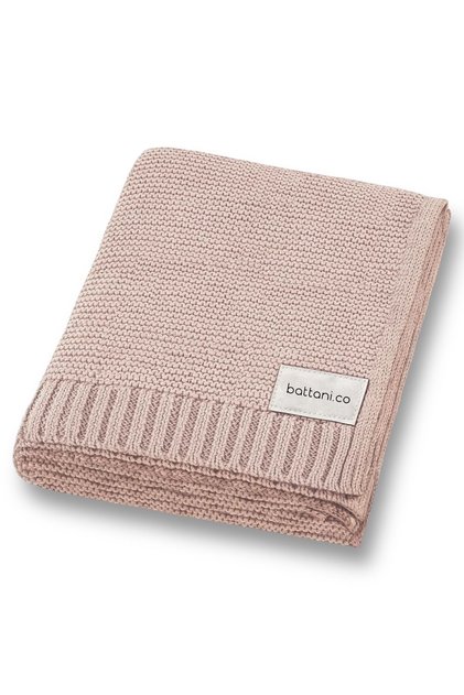 Knitwear Knitted Baby Blanket for Baby Girl and Boy 90cm X110Cm Basics Powder Pink
