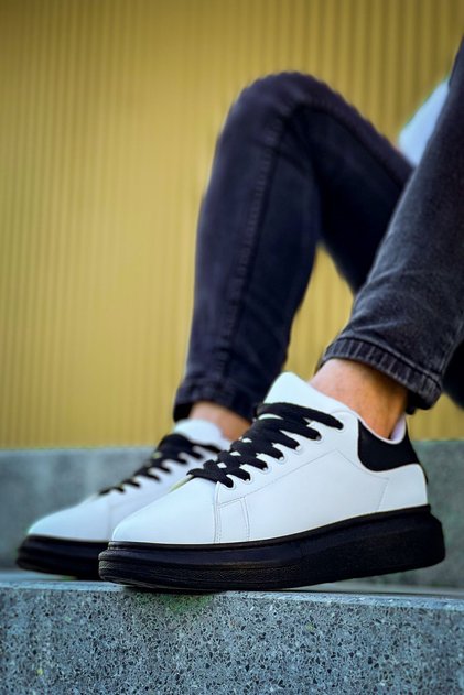 Sneakers pentru bărbați LT101, alb-negru, talpă neagră