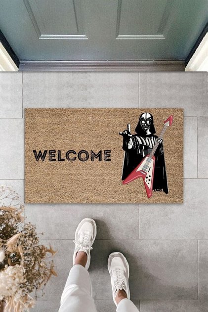 Modern Digital Print - Brown Star Wars, Darth Vader Guitar - Doormat