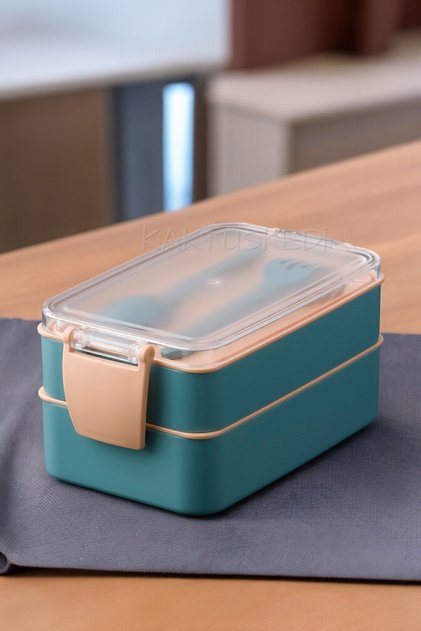 Bento 2-Tier Food Container, Turquoise, 900 ml