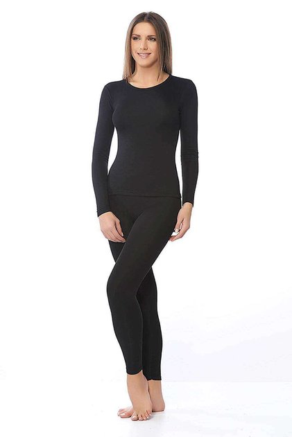 Women's Winter Thermal Warm Tights Undershirt Set Black