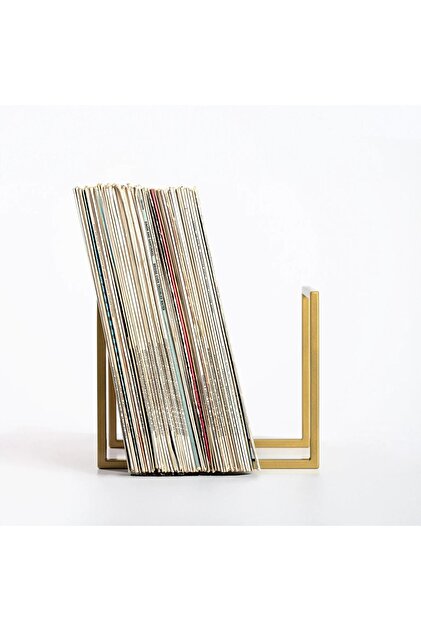 MERZANA Gold Metal Plaklık, Dergilik, Kitaplık, Plak Organizer