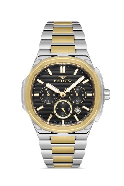 Men's Wrist Watch - Quartz, Steel Gold/Grey Black, Dial 41mm, Active Functions