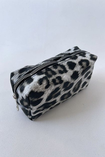 Gray Leopard Makeup Bag