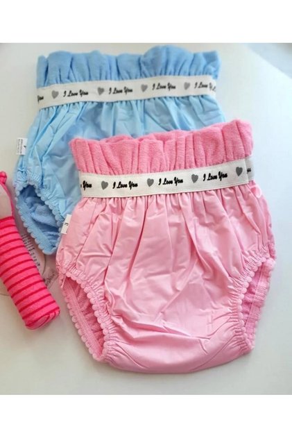 2-Pack Girls' and Boys' Training Pants with Love You Print - Pink, Blue