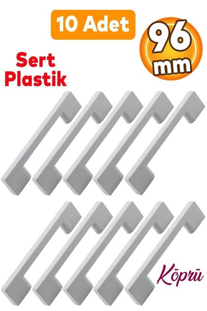 (SERT PLASTİK) Köprü 96 Mm Beyaz Mobilya Mutfak Çekmece Dolabı Dolap Kulpu Kulbu Kulpları 10 Adet