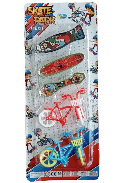 5-Piece Finger Bike and Finger Skateboard Set 3 Skateboards 2 Bicycles