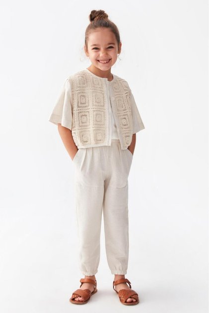 Girl's Mocca Linen Seasonal Jacket 36545