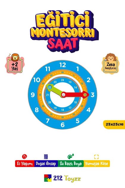 Montessori Ahşap Saat Öğrenme Eğitici Çocuklar Için Eğitici