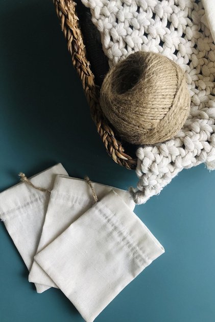 10-Pack Fabric Bags with Woven Rope