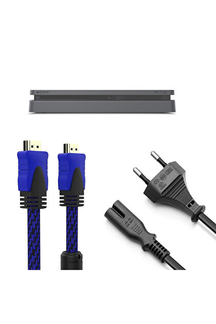 POPKONSOL PS4 Slim Güç Kablosu Hdmi Örgülü Kablo Set Playstation 4