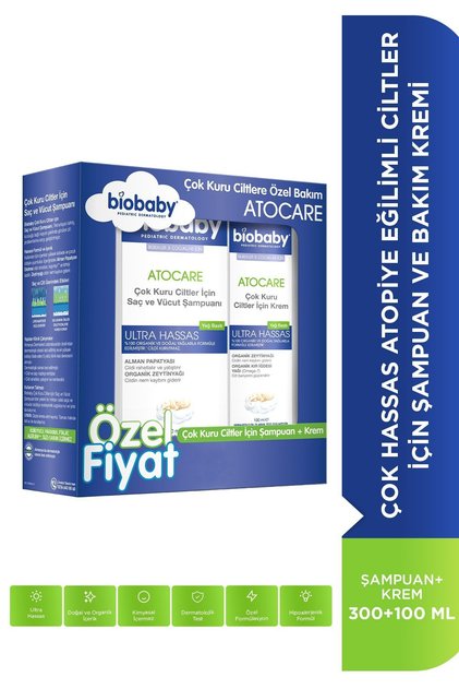 Atocare Çok Kuru ve Atopiye Eğilimli Ciltler İçin Şampuan 300 ml + Krem 100 ml – Avantajlı Bakım