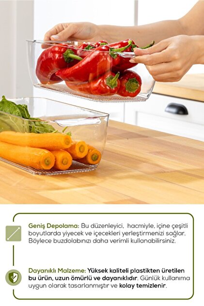 Vienev 2li Set 2,6 Litre Freez Buzdolabı Düzenleyici Şeffaf